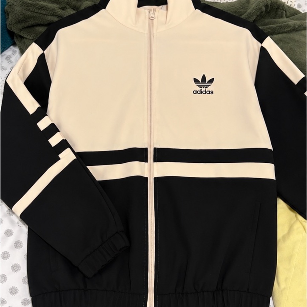 adidas Two-Tone Cream and Black Track Jacket